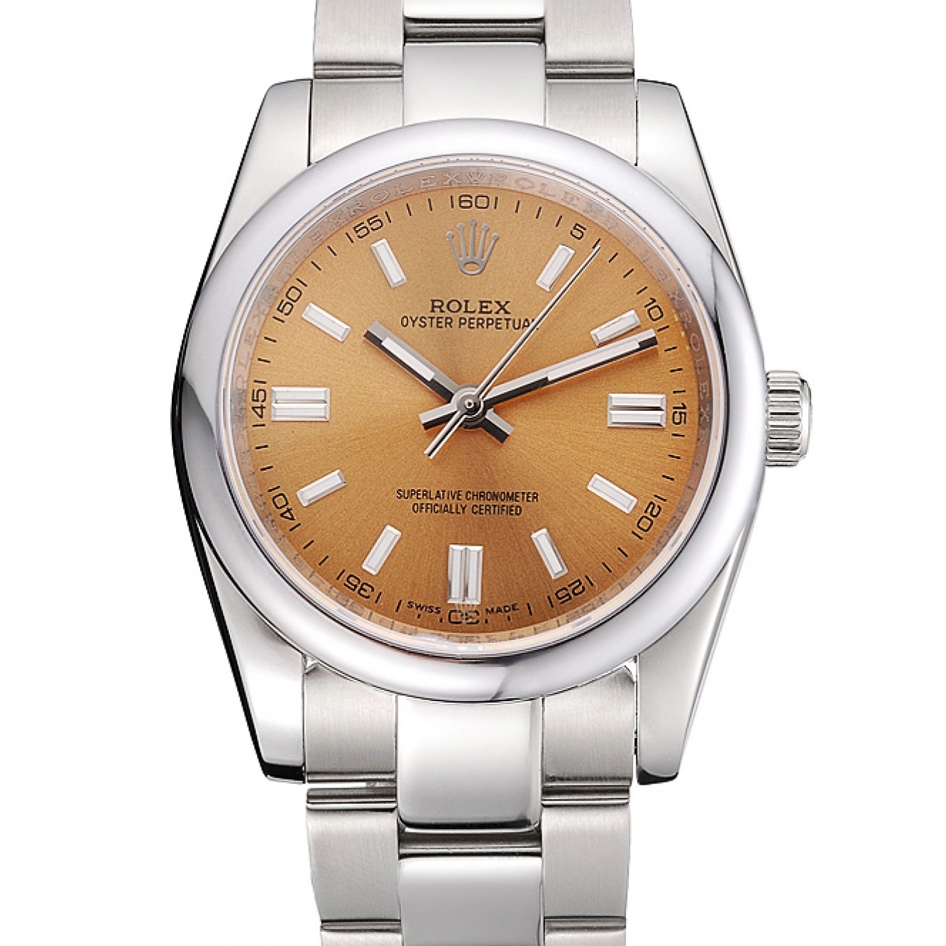 Stainless DateJust Oyster Steel Perpetual Steel Rolex Bracelet Champagne Stainless 622639 Case Dial 0814